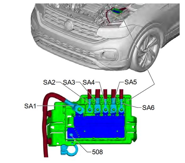 VW Polo 6 Hochleistungssicherungen Batterie SA1 bis SA6